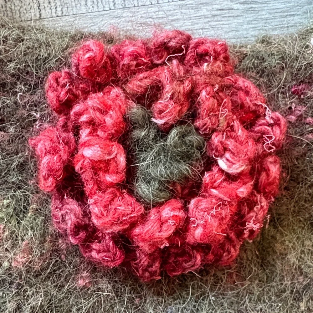 Handcrafted Olive Green and Red Felted Wool‎ Handbag